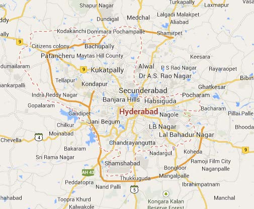 Map of Hyderabad, India