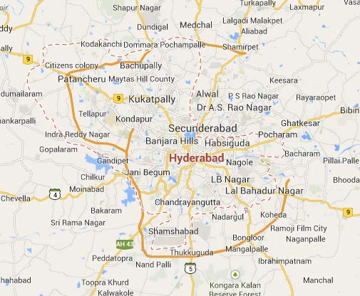 Map of Hyderabad, India