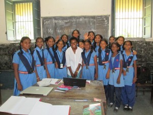 Rachel and the Railway girls on the first day of class. 